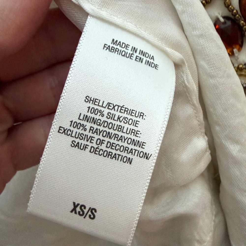 NWOT Lucky Brand Legend Emma Beaded Silk Jacket White Pink Orange Size XS / S - Picture 7 of 8